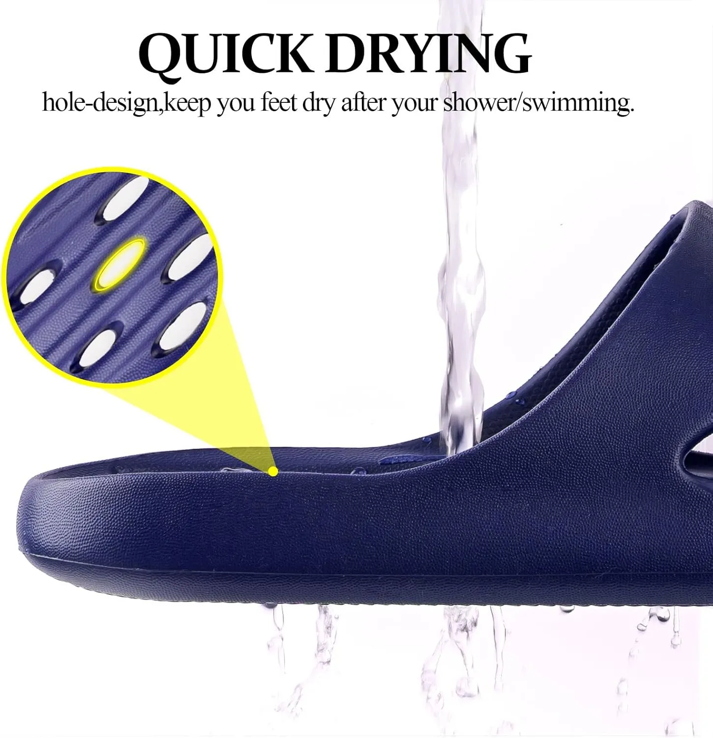 Mens Shower Shoes With Holes Dry Quickly Bath Slippers Womens Non Slip Indoor Home Bedroom Pool Spa Guest College Dorm