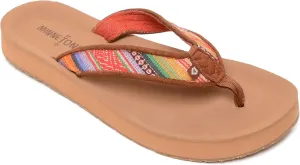 Minnetonka Hedy Sandal - Women’s Beach Flip Flops Handcrafted with Soft Denim or Woven Fabric Accents, and Contoured Footbed