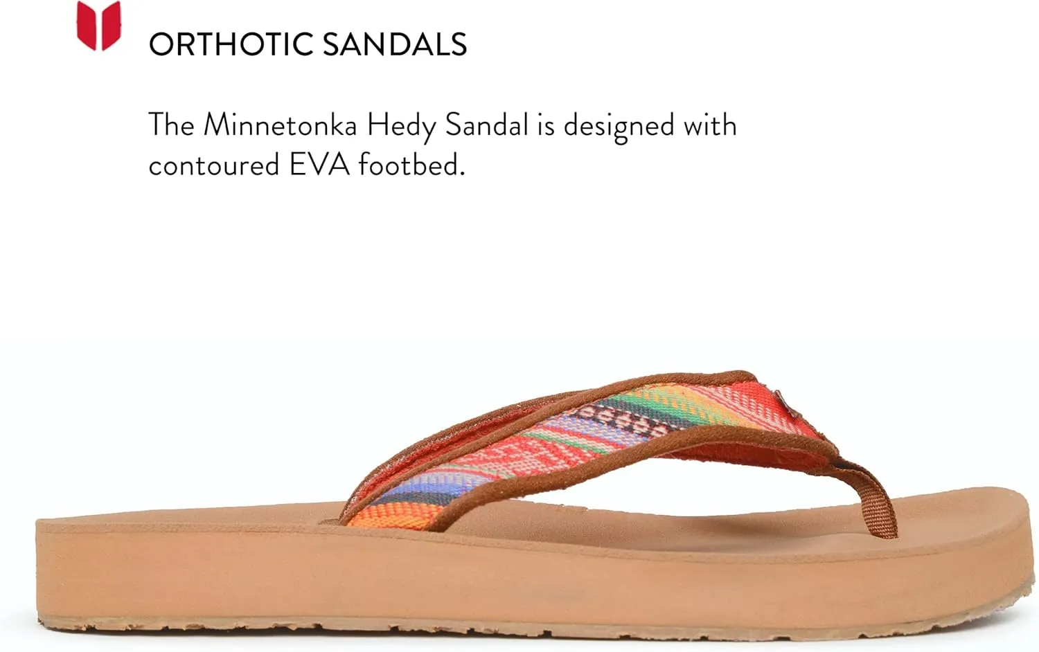 Minnetonka Hedy Sandal - Women’s Beach Flip Flops Handcrafted with Soft Denim or Woven Fabric Accents, and Contoured Footbed
