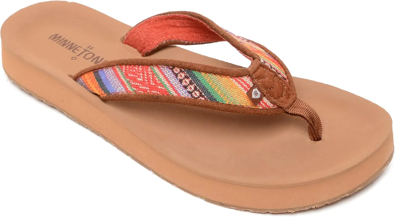Minnetonka Hedy Sandal - Women’s Beach Flip Flops Handcrafted with Soft Denim or Woven Fabric Accents, and Contoured Footbed