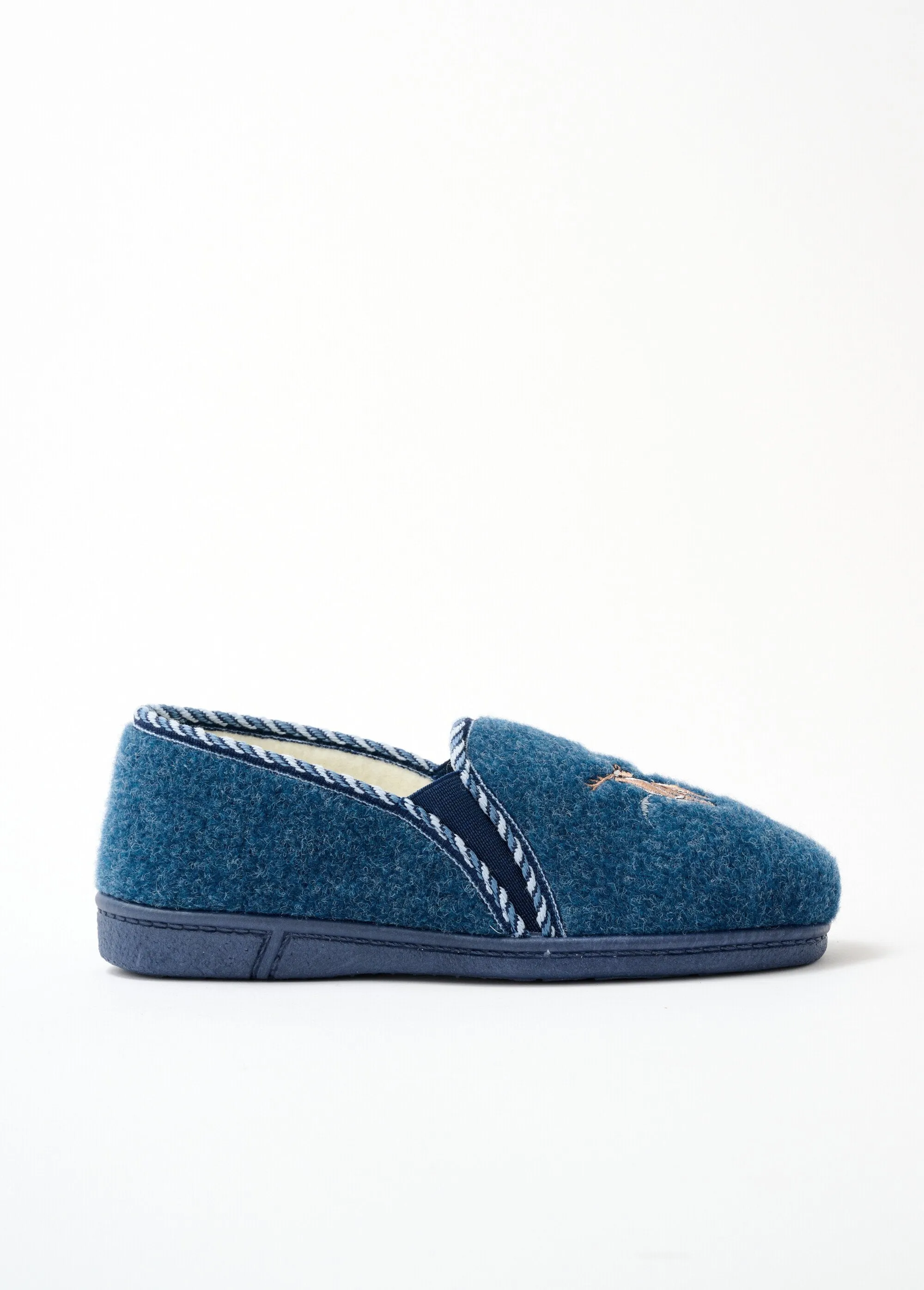Mixed wide embroidered moccasin slipper
