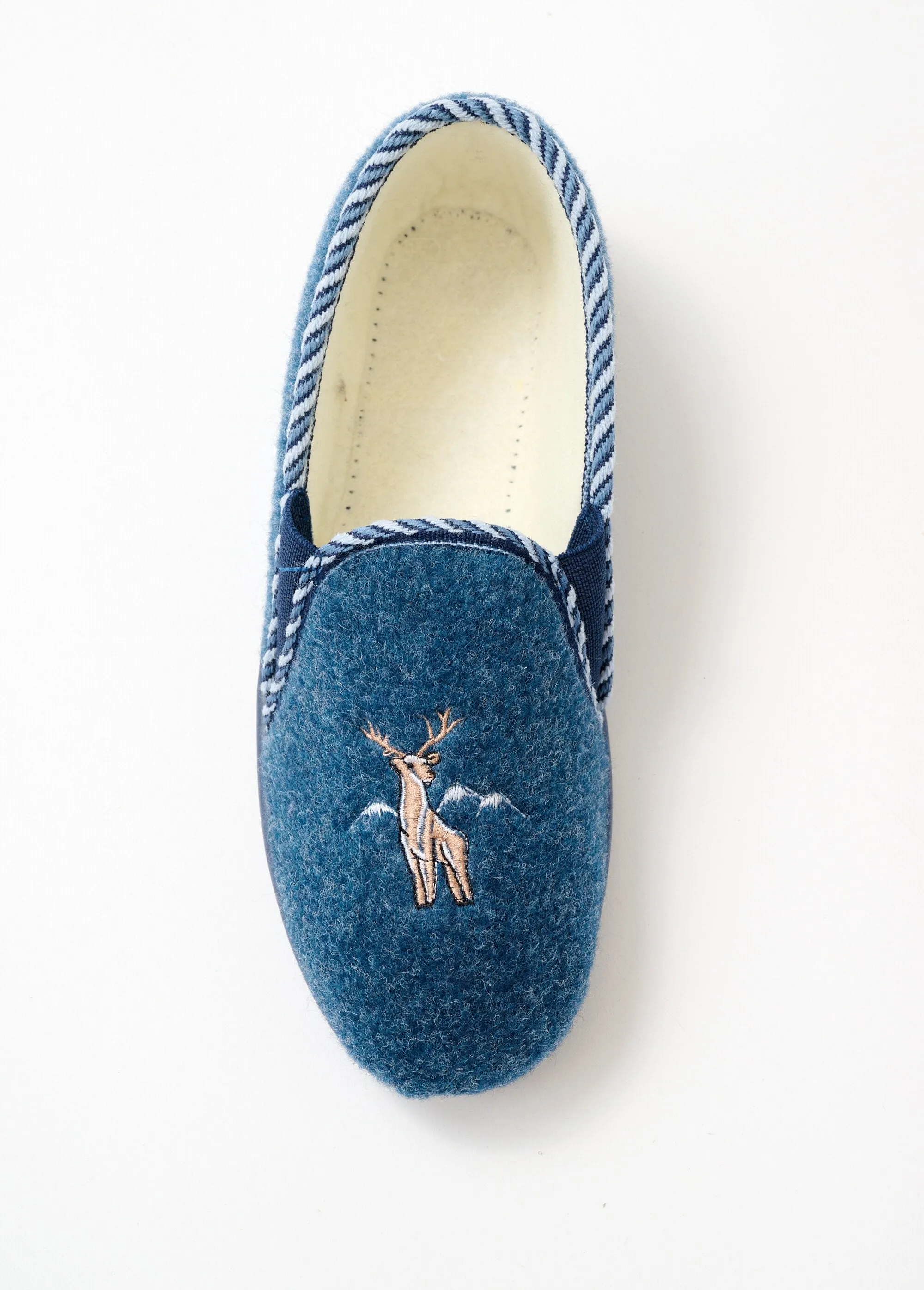 Mixed wide embroidered moccasin slipper