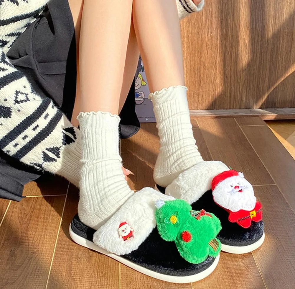 Molodo Women's Reindeer Slippers - Warm, Fuzzy, Kawaii Indoor/Outdoor House Shoes