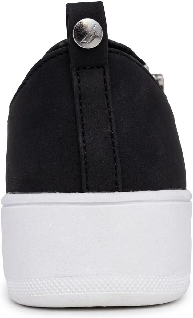 Nautica Women's Zipper Slip-On Oxford Sneakers, Low-Top Fashion Sneakers for Casual Walking