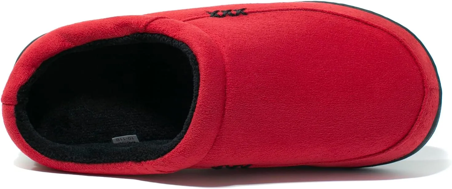 NewDenBer Men's Warm Memory Foam Suede Plush Fleece Lined Slip on Indoor Outdoor Clog House Slippers