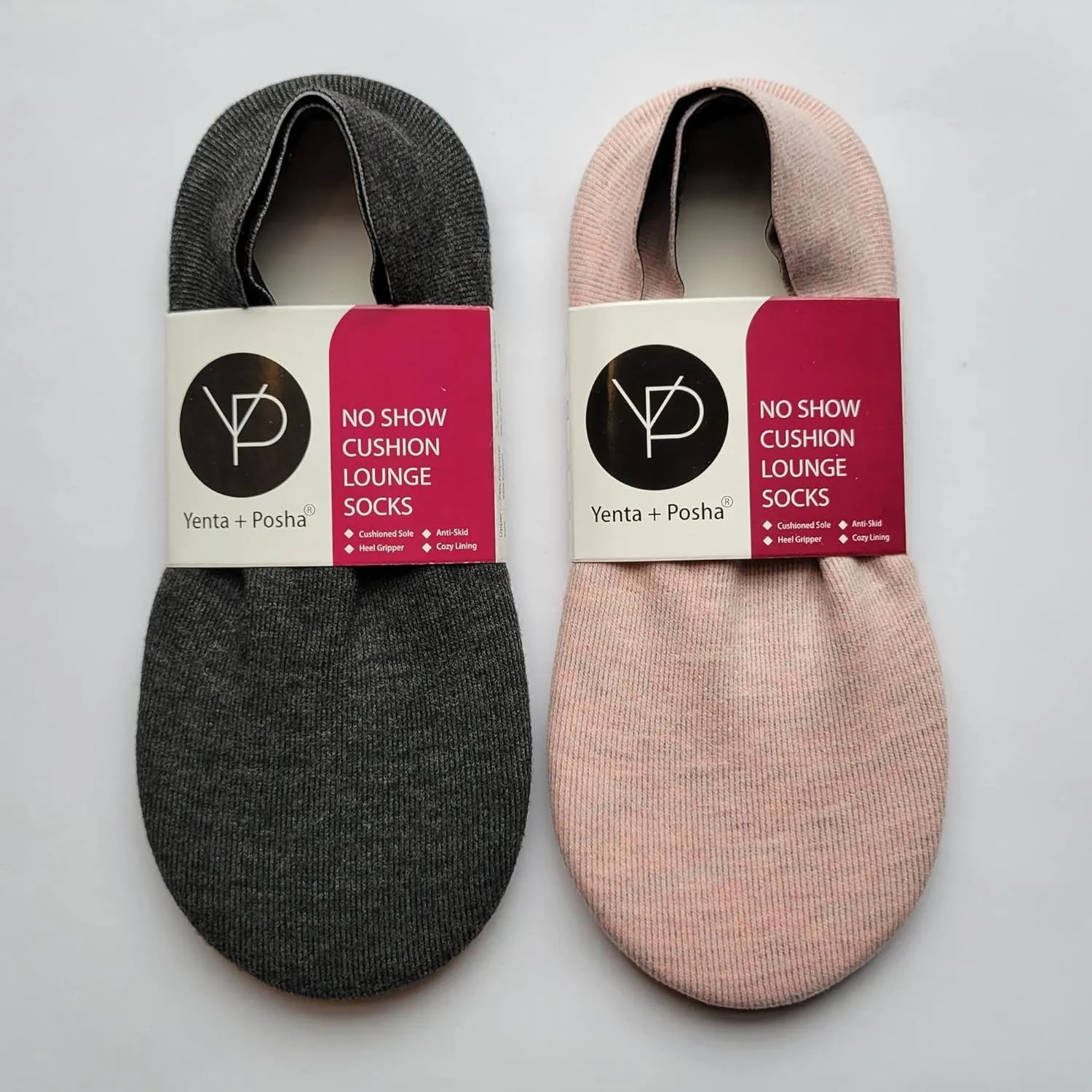 No Show Cushion Lounge Slipper Sock for Women with Anti-Skid Bottom and Heel Grippers