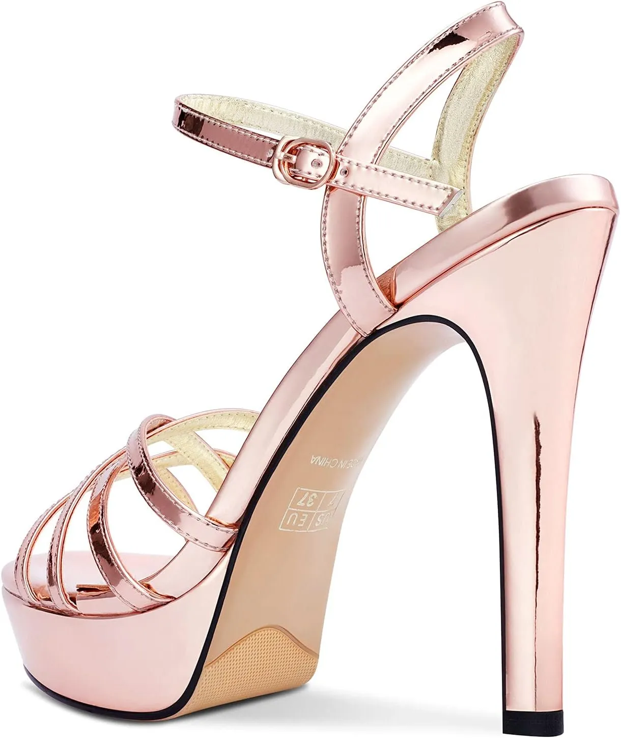 NobleOnly Women's High Heels Platform Roman Slingback Ankle Strap Sandals Open-Toe Stilettos Sandal 5" Heel Bassic Shoes