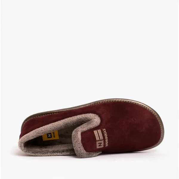 Nordikas 305 (AFELPADO) Womens Suede Full Slippers Bordeaux