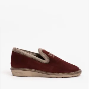 Nordikas 305 (AFELPADO) Womens Suede Full Slippers Bordeaux