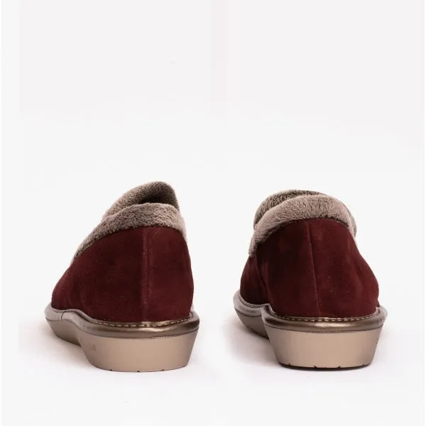 Nordikas 305 (AFELPADO) Womens Suede Full Slippers Bordeaux