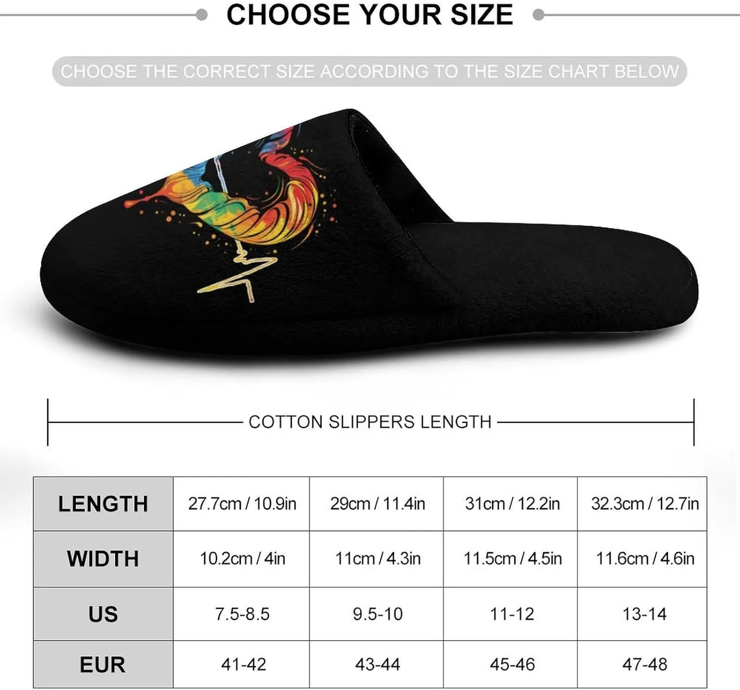 Nurses Tie-Dye Pulse Heart Men's Cotton Slippers Slip-on House Slippers Warm Home Shoses with Rubber Sole