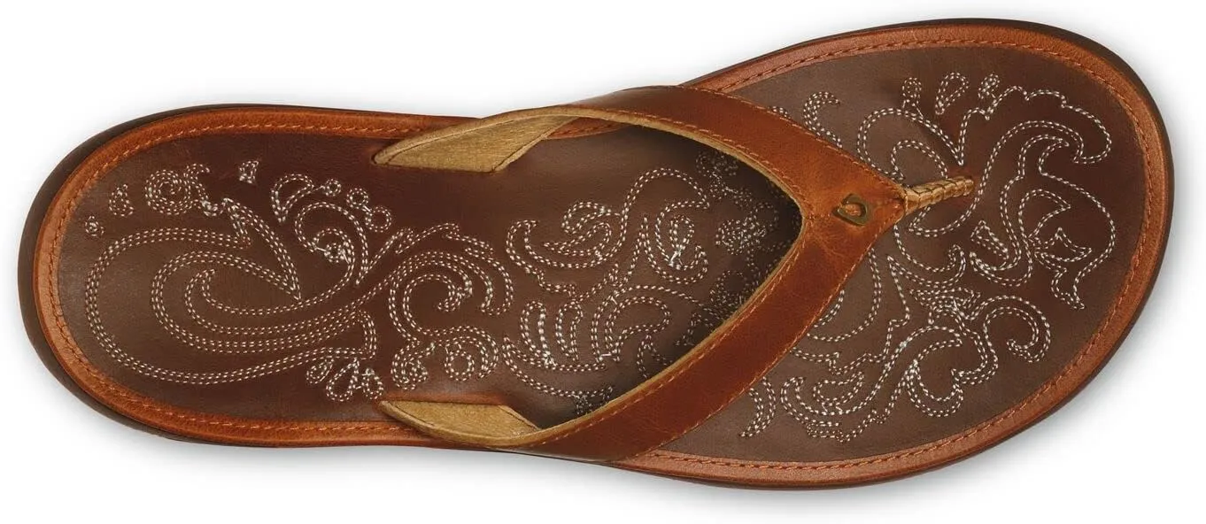 OLUKAI Paniolo Women's Premium Leather Sandals, Versatile & Unique Flip-Flop Slides, All-Day Comfort & Style