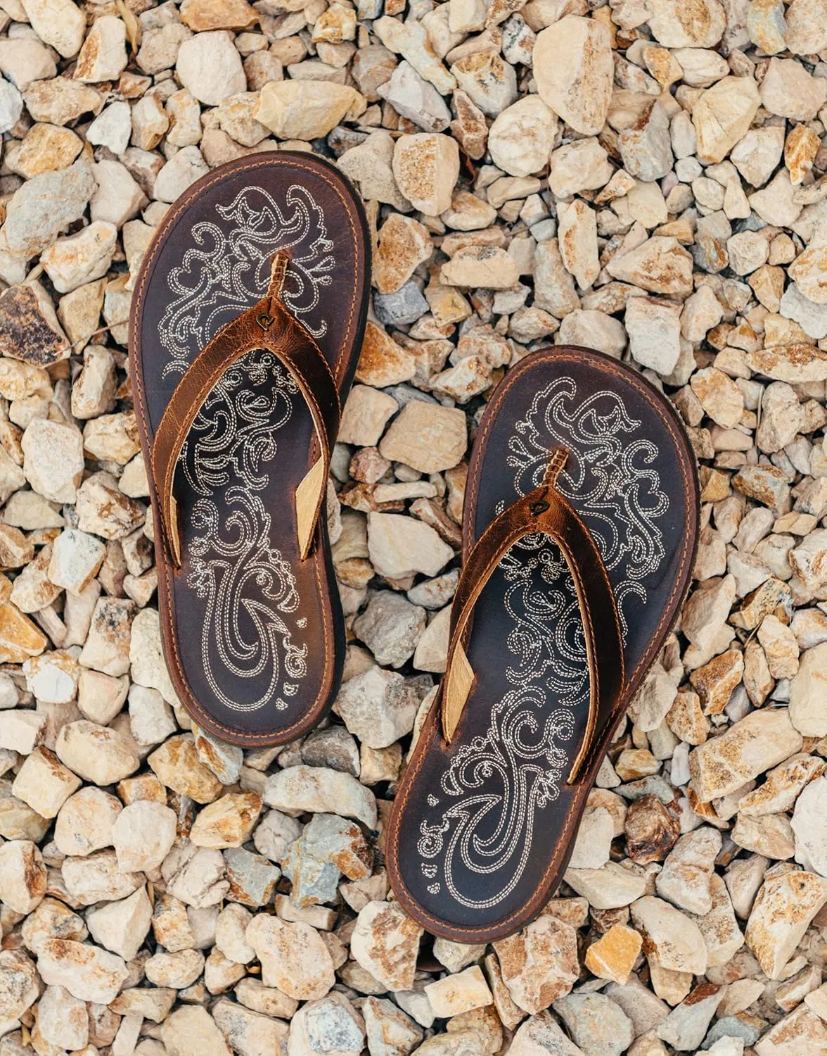 OLUKAI Paniolo Women's Premium Leather Sandals, Versatile & Unique Flip-Flop Slides, All-Day Comfort & Style