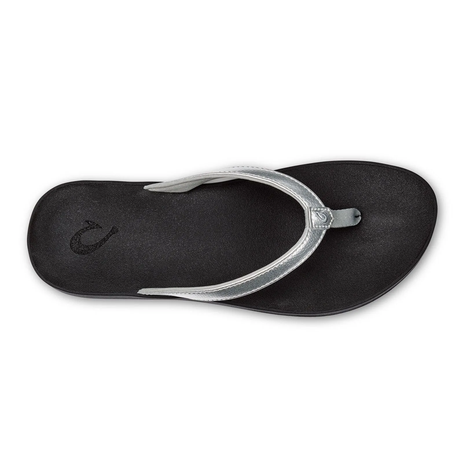 OLUKAI Puawe Women's Beach Sandal, Water-Friendly Flip-Flop Slides, All-Day Wear & Ultra-Soft Comfort Fit, Silver/Black, 11