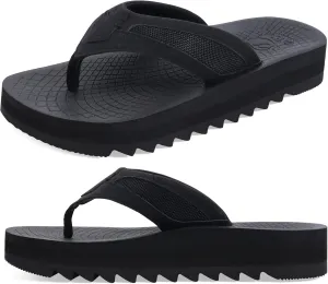 ONCAI Men's Flip Flops with Arch Support Orthotic Cushion Recovery Walking Slide Sandals for Men with Platform Summer Comfortable Soft Rubber Soles（US Size 7-15）