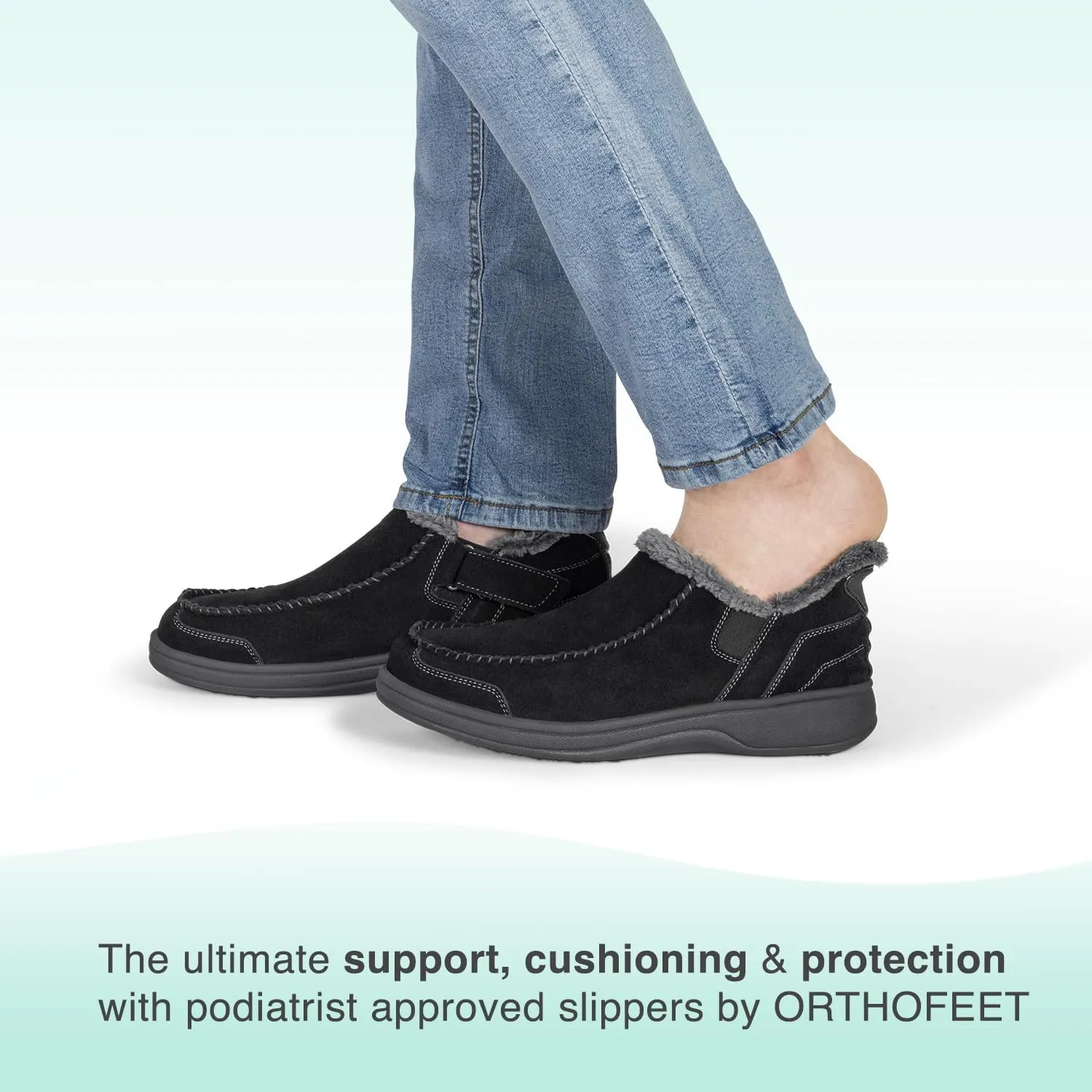 Orthofeet Men's Orthopedic Leather Vito Hands-Free Slipper
