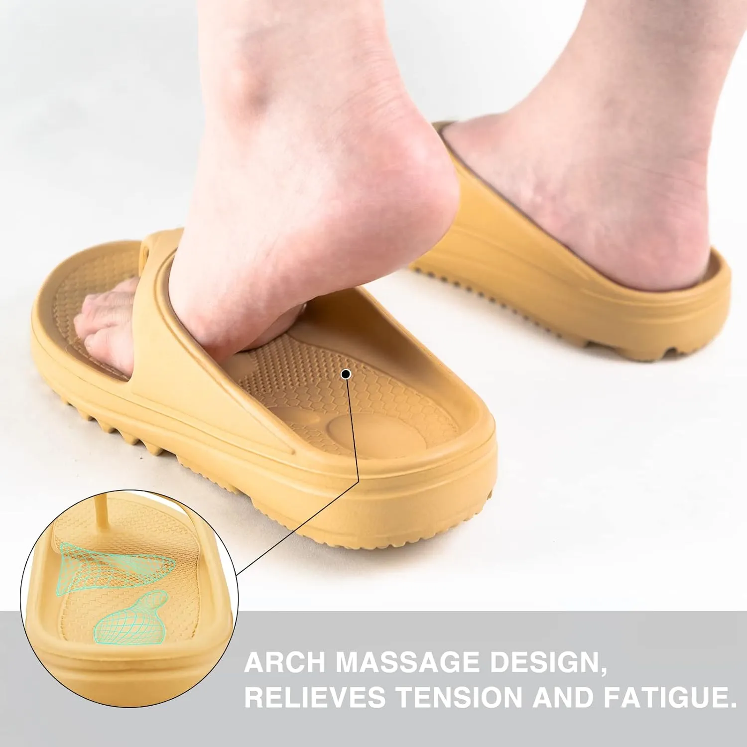 Oudizz Orthopedic Sandals Flip Flops for Women Arch Support Pillow Soft Recovery Thong Sandals Spa Summer Beach Cloud Slides