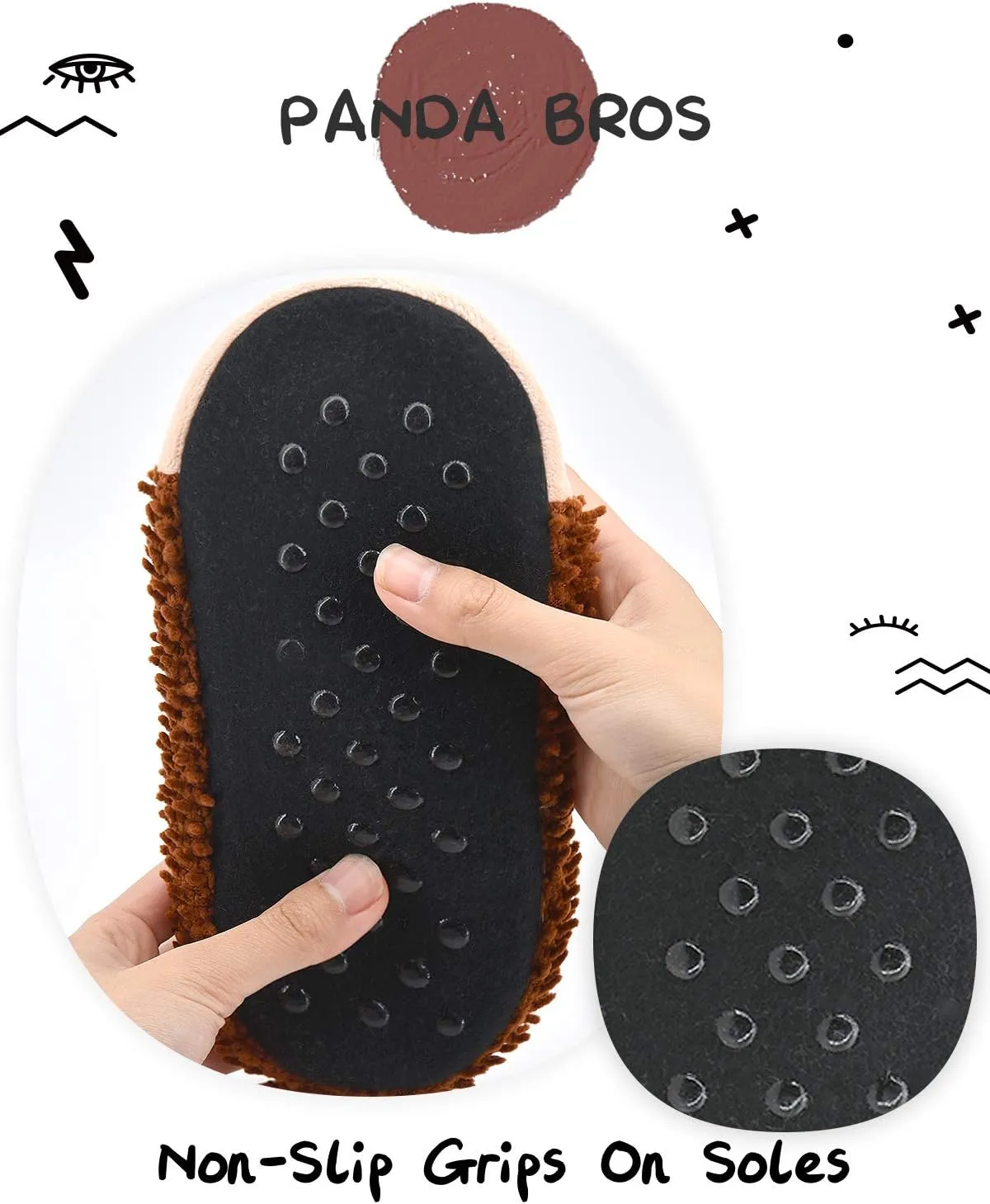 Panda Bros Kid's Animal Slipper Socks, Cartoon Cozy Fleece Indoor Slipper, Fluzzy Warm bedroom Shoes