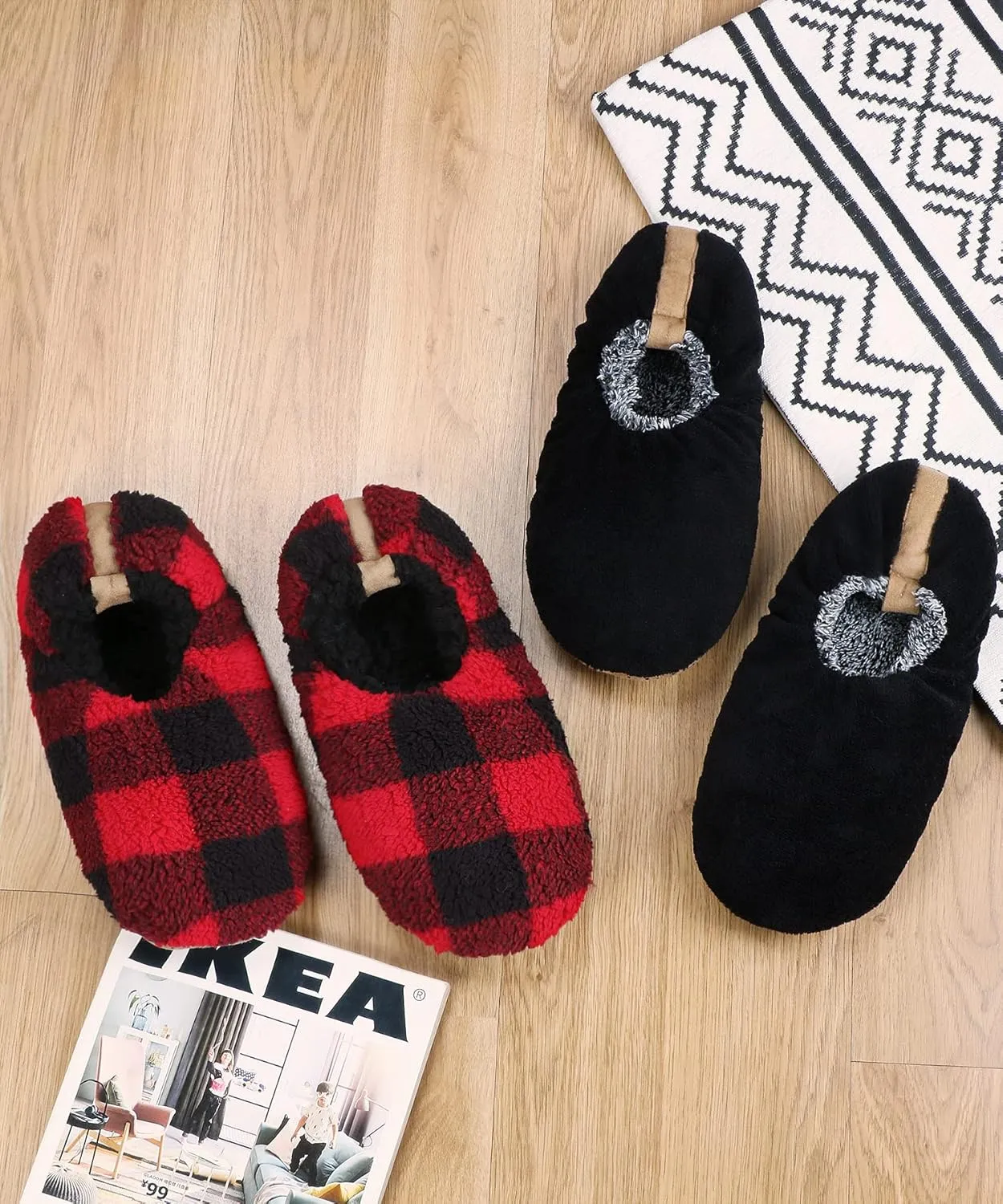 Panda Bros Mens Slipper Socks Low Cut Super Soft Warm Home Sock with Non-Slip Indoor Slipper Shoes Socks