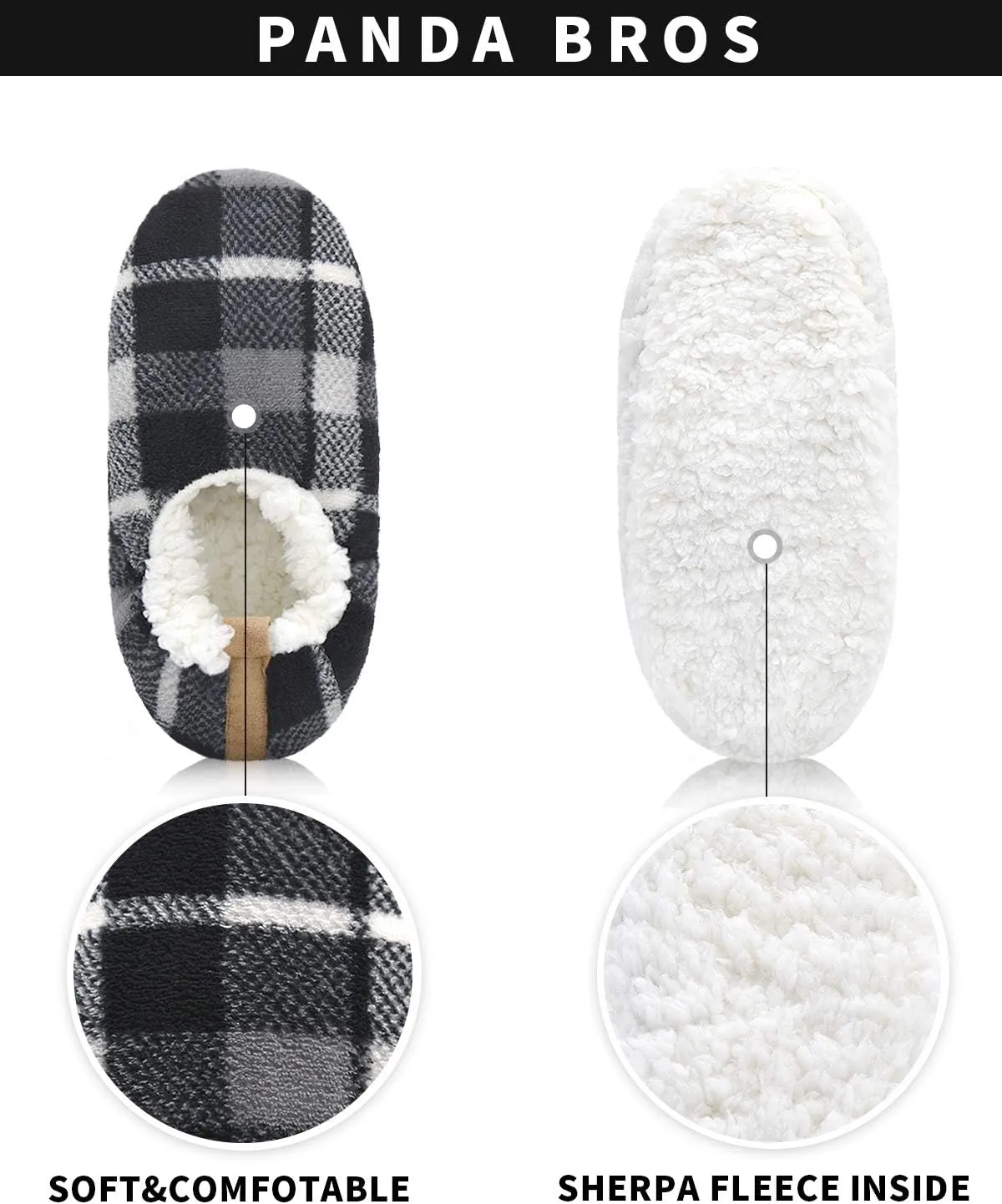 Panda Bros Mens Slipper Socks Low Cut Super Soft Warm Home Sock with Non-Slip Indoor Slipper Shoes Socks