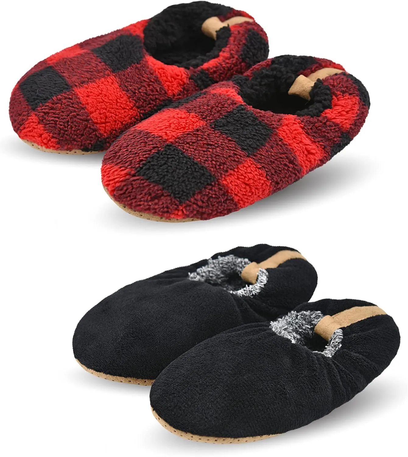Panda Bros Mens Slipper Socks Low Cut Super Soft Warm Home Sock with Non-Slip Indoor Slipper Shoes Socks