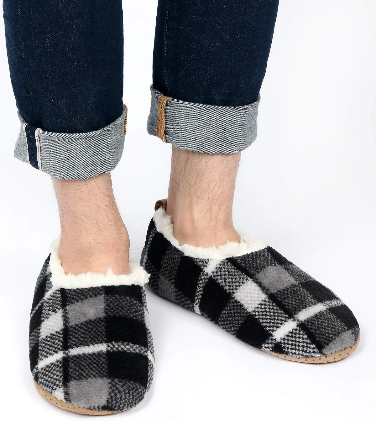 Panda Bros Mens Slipper Socks Low Cut Super Soft Warm Home Sock with Non-Slip Indoor Slipper Shoes Socks