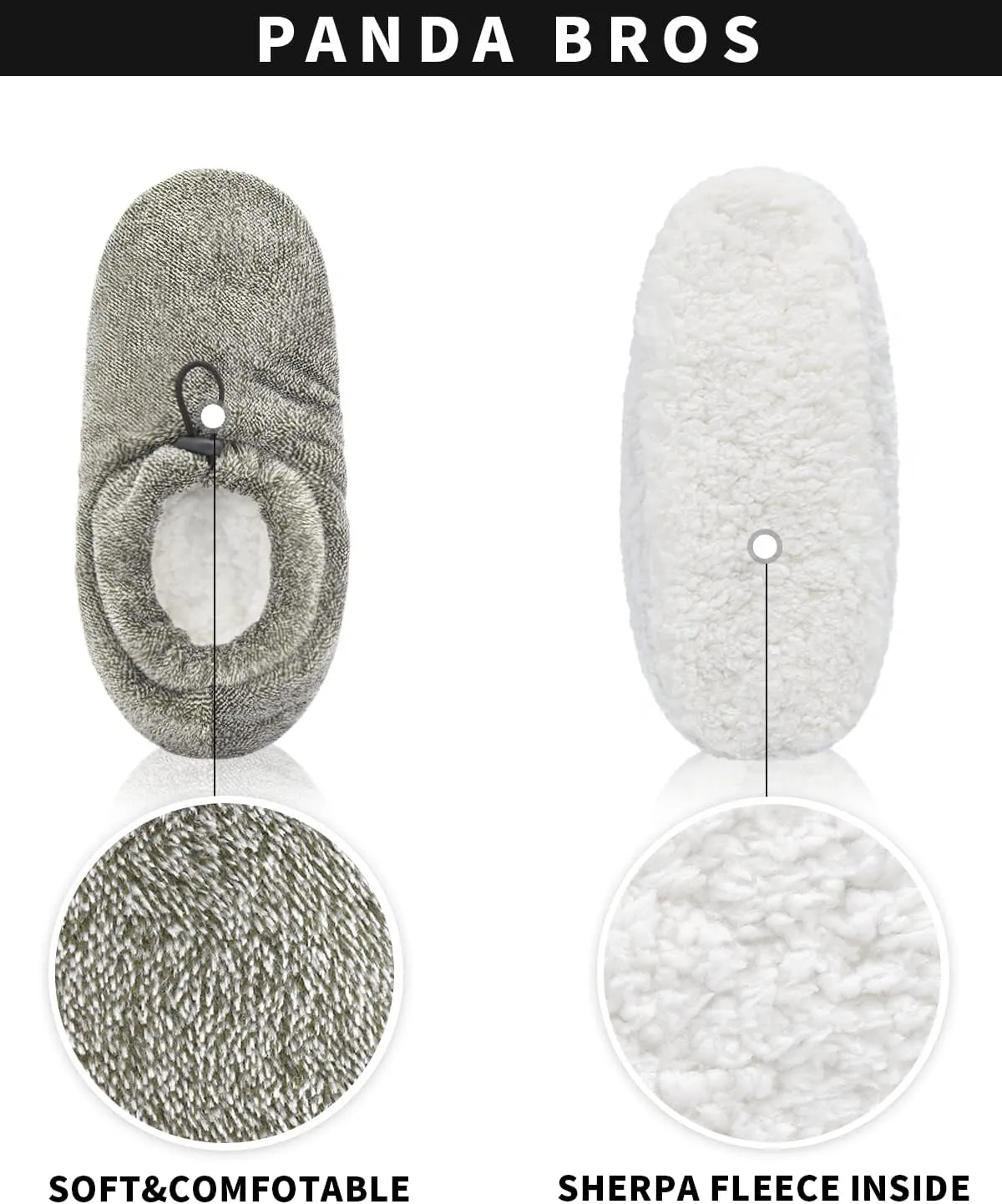 Panda Bros Mens Slipper Socks With Non Skid Bottoms, Warm Slipper Socks With Grippers For Men, Fuzzy House Slippers