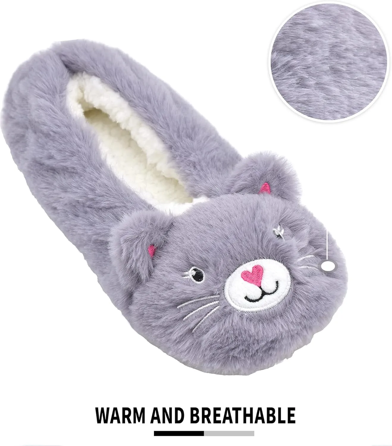 Panda Bros Slipper Socks With Non-Slip Grippers, Cute Fuzzy Warm Cat Animal House Slippers