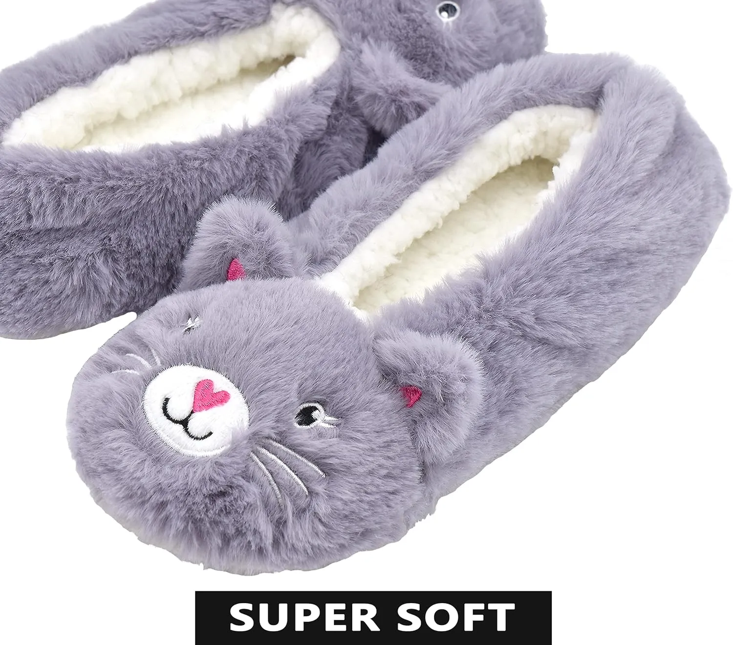 Panda Bros Slipper Socks With Non-Slip Grippers, Cute Fuzzy Warm Cat Animal House Slippers