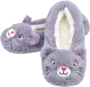 Panda Bros Slipper Socks With Non-Slip Grippers, Cute Fuzzy Warm Cat Animal House Slippers
