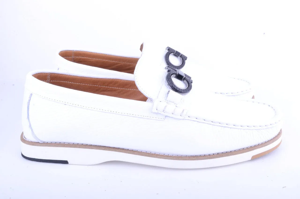 Pelle Line Travor-  Casual Buckle loafer -White