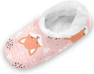 Pink Fox Head Slippers for Kids Animals Home House Fuzzy Slippers Indoor Soft Plush Fleece Non Slip Casual Shoes for Boys Girls, XS