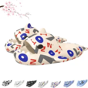 Pirates Patterns Cloud Shark Slippers Women, Anti-slip Bathroom Couple Shark Sandals, Soft Thick Sole Beach Slipper