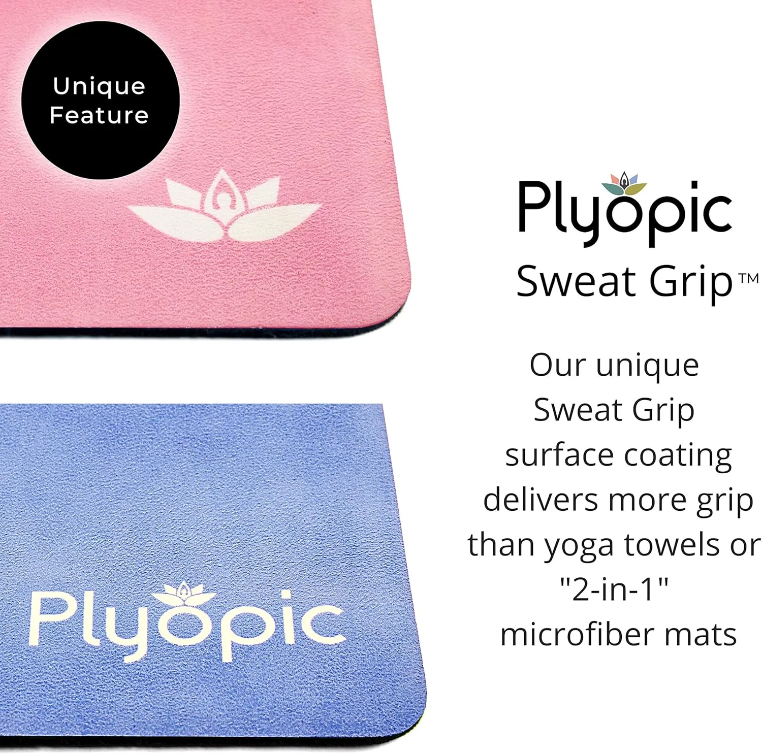 Plyopic. All In One Yoga Mat | Luxury Sweat-Grip Mat/Towel Combo | Ideal for Yoga, Hot Yoga, Bikram, Pilates, Workout & Exercise | Eco-Friendly Natural Rubber