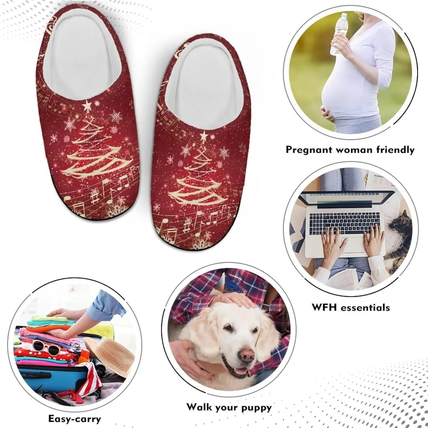Poceacles House Slippers Women Men Fuzzy Slipper Soft Non-Slip Bedroom Slippers for Home, Travel