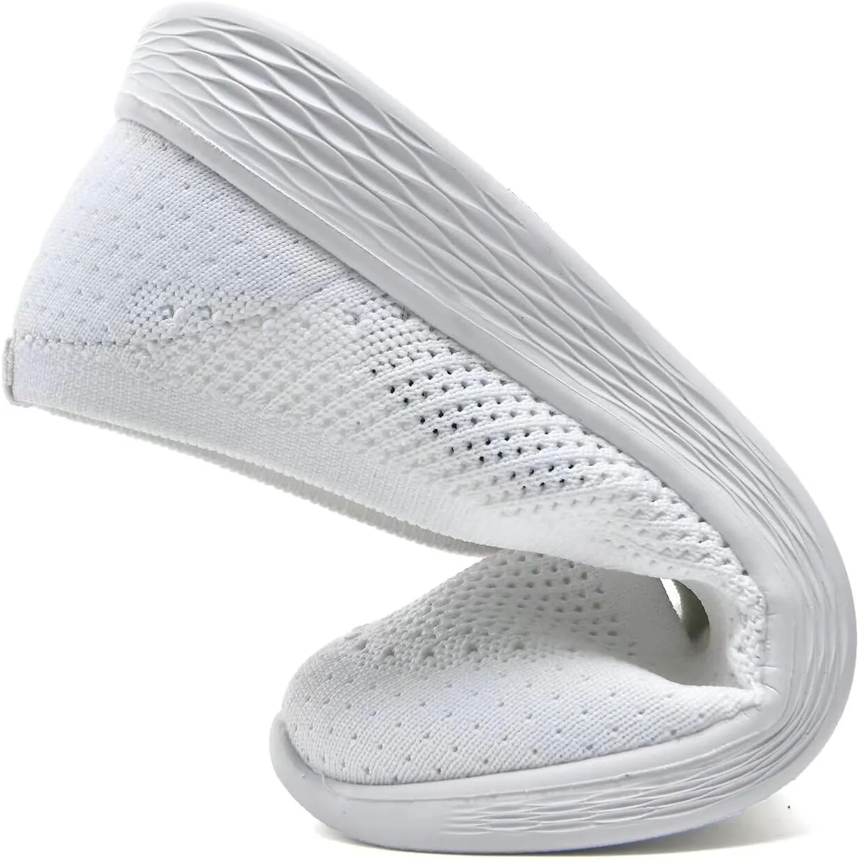 poemlady Women's Slip on Loafer Shoes - Mesh Casual Ballet Flat Nurse Walking Sneakers Round Toe Knit Casual Memory Foam Shoes