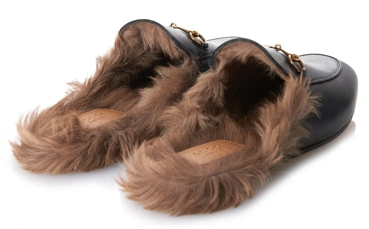 Princetown Horsebit Fur-Lined Leather Loafer-Slippers - (Pink, Red, Black)