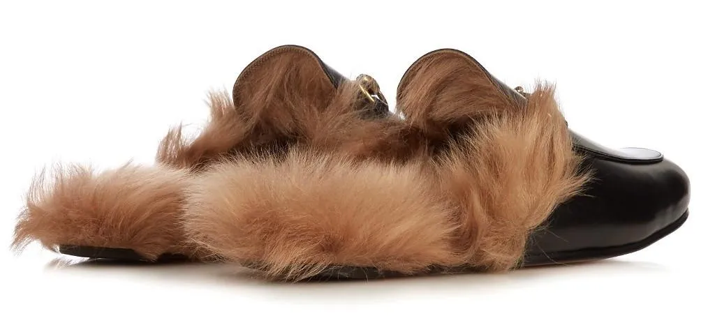 Princetown Horsebit Fur-Lined Leather Loafer-Slippers - (Pink, Red, Black)