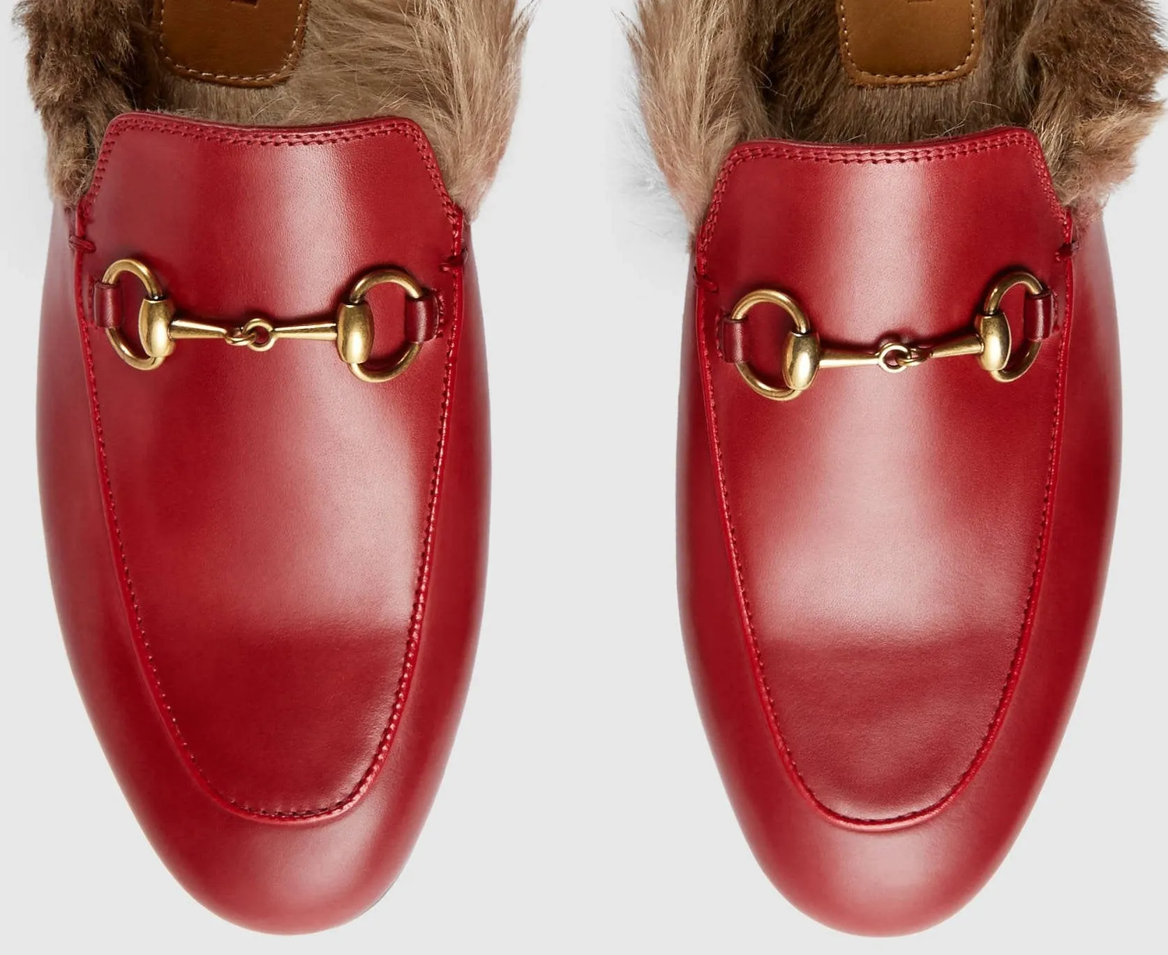 Princetown Horsebit Fur-Lined Leather Loafer-Slippers - (Pink, Red, Black)