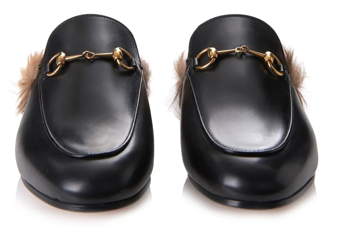 Princetown Horsebit Fur-Lined Leather Loafer-Slippers - (Pink, Red, Black)