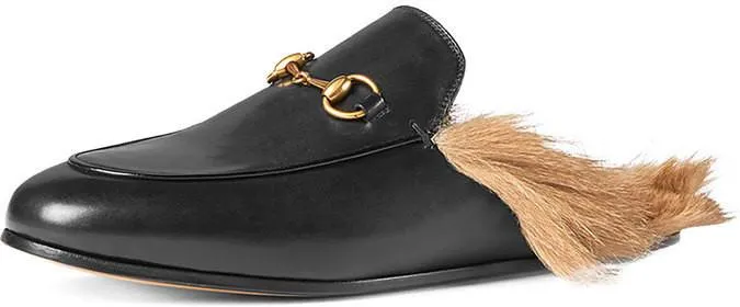 Princetown Horsebit Fur-Lined Leather Loafer-Slippers - (Pink, Red, Black)