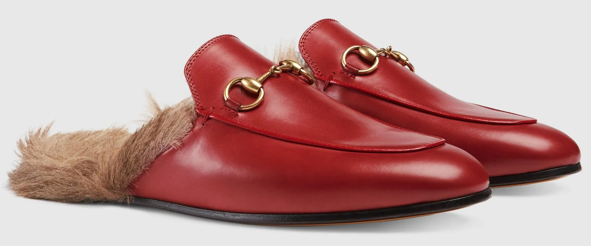 Princetown Horsebit Fur-Lined Leather Loafer-Slippers - (Pink, Red, Black)