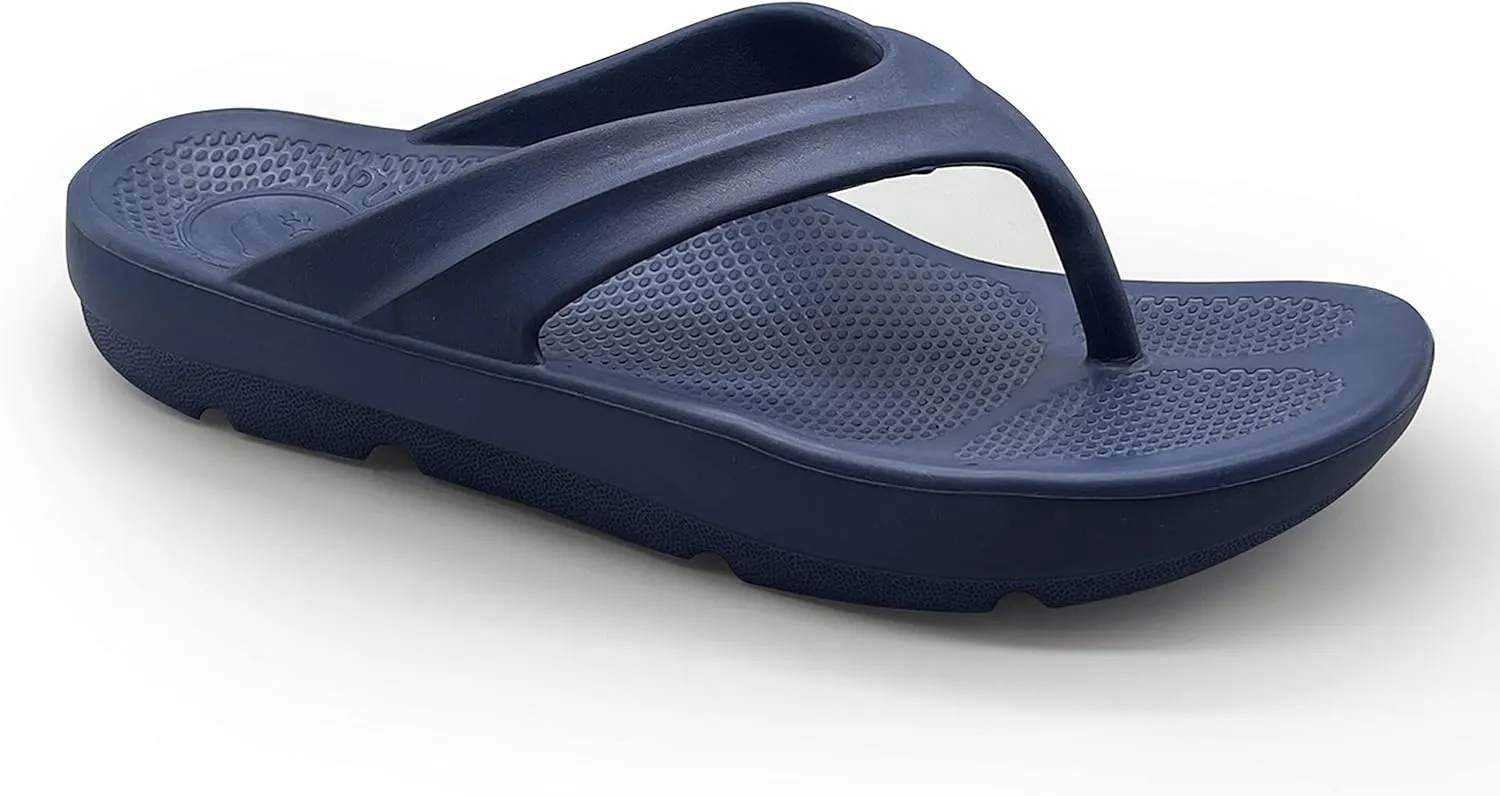 Pure Stride Therapeutic Flip Flops, Orthotic Thong Sandals for Plantar Fasciitis, Metatarsal and Heel Spurs, Feet Pain Relief and Arch Support - Navy, Men’s Size 11