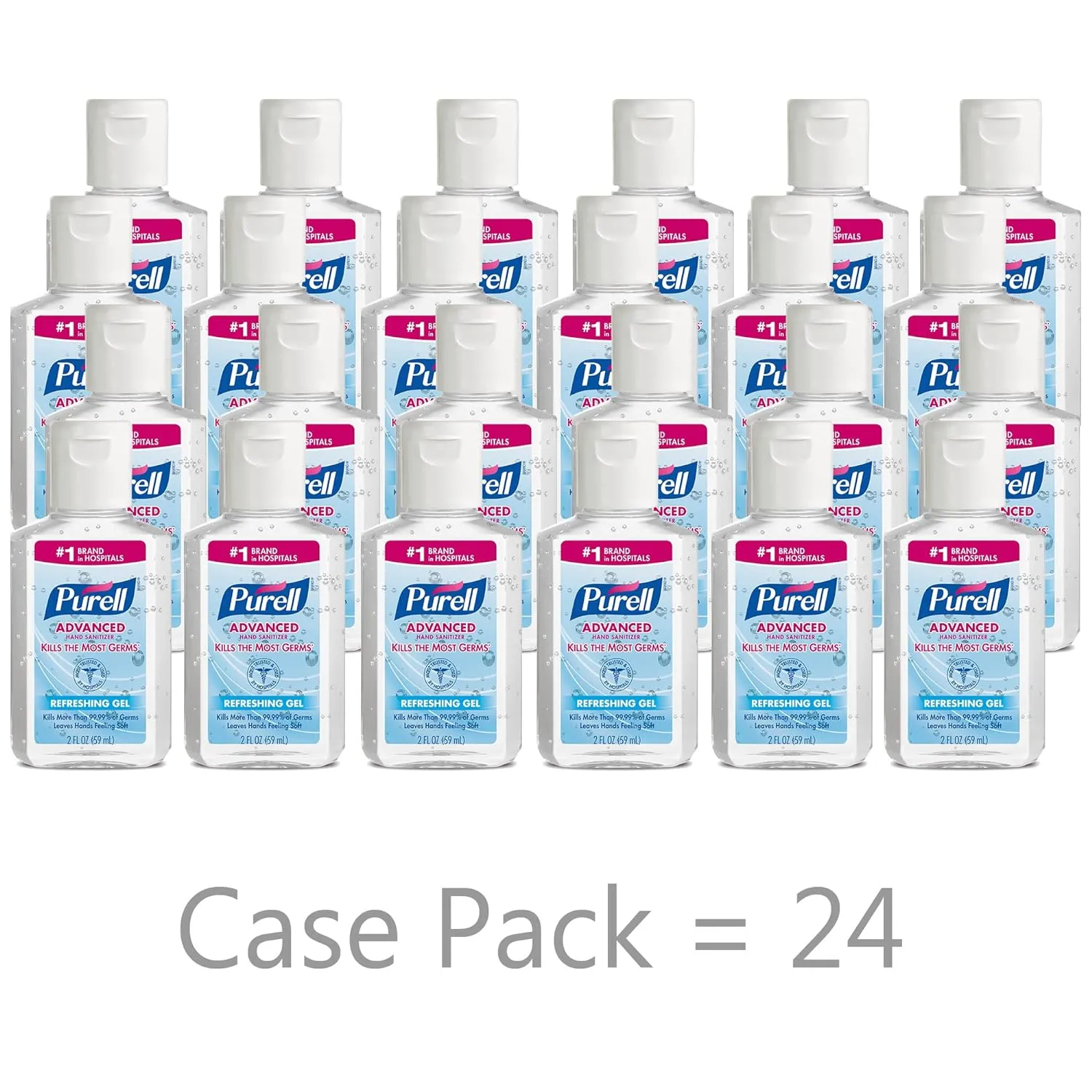 PURELL Advanced Hand Sanitizer Refreshing Gel, 2 fl oz Portable Flip Cap Bottle (Pack of 24) – 9605-24-CMR