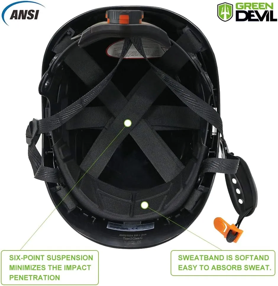 Safety Helmet Hard Hat with Visor and Ear Protection Adjustable Lightweight Vented ABS Work Helmet for Men and Women 6-Point Suspension ANSI Z89.1 Approved Ideal for Industrial & Construction