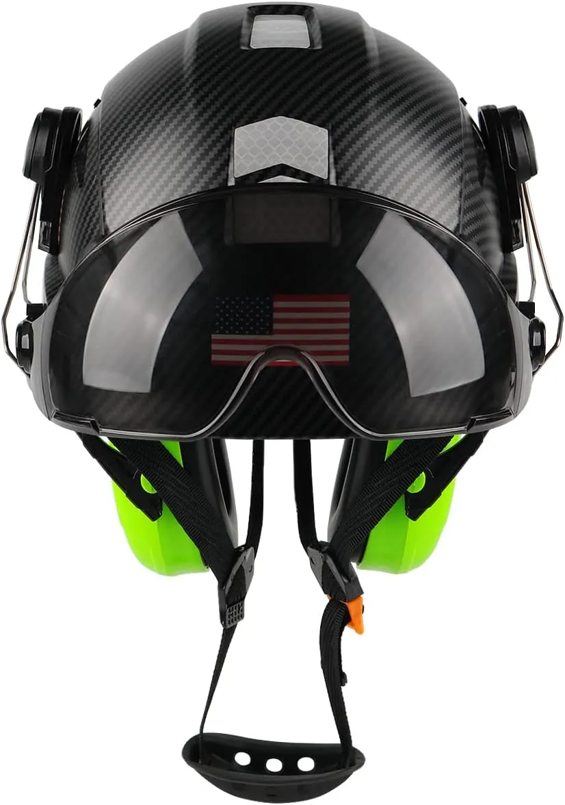 Safety Helmet Hard Hat with Visor and Ear Protection Adjustable Lightweight Vented ABS Work Helmet for Men and Women 6-Point Suspension ANSI Z89.1 Approved Ideal for Industrial & Construction