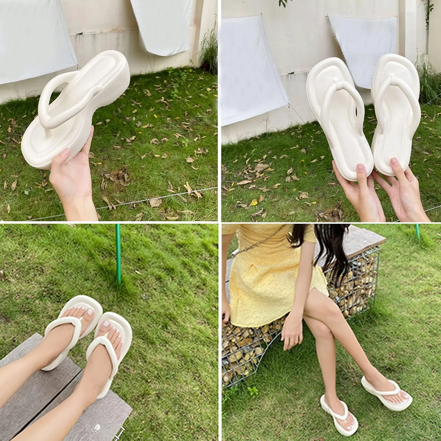 SALIGNA Women's Platform Flip Flop with Arch Support Casual Comfortable Wedge Flip-Flops Summer Beach Sandals Thong Slippers