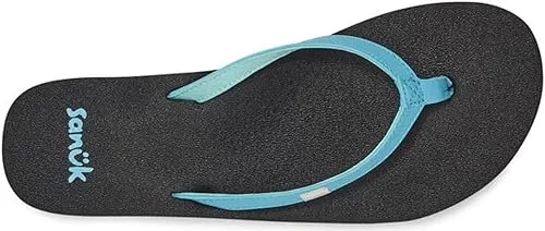 Sanuk Women's Yoga Joy Flip-Flop Sandals – Lightweight Cushioned Thong Sandals with Real Yoga Mat Footbed and Soft Lining for All-Day Comfort, SCBL