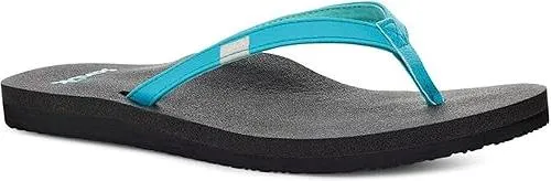 Sanuk Women's Yoga Joy Flip-Flop Sandals – Lightweight Cushioned Thong Sandals with Real Yoga Mat Footbed and Soft Lining for All-Day Comfort, SCBL