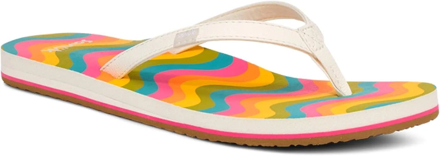 Sanuk Yoga Joy Rainbow | Flip Flops for Women | Yoga Sandals For Women | Women's Beach Sandals | Memory Foam Footbed